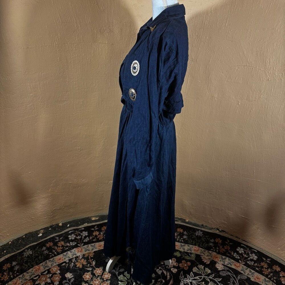 Sassa Ltd. Vintage 1980s Dark Wash Denim Western Dress – Silver Concho & Collar - Picture 4 of 8